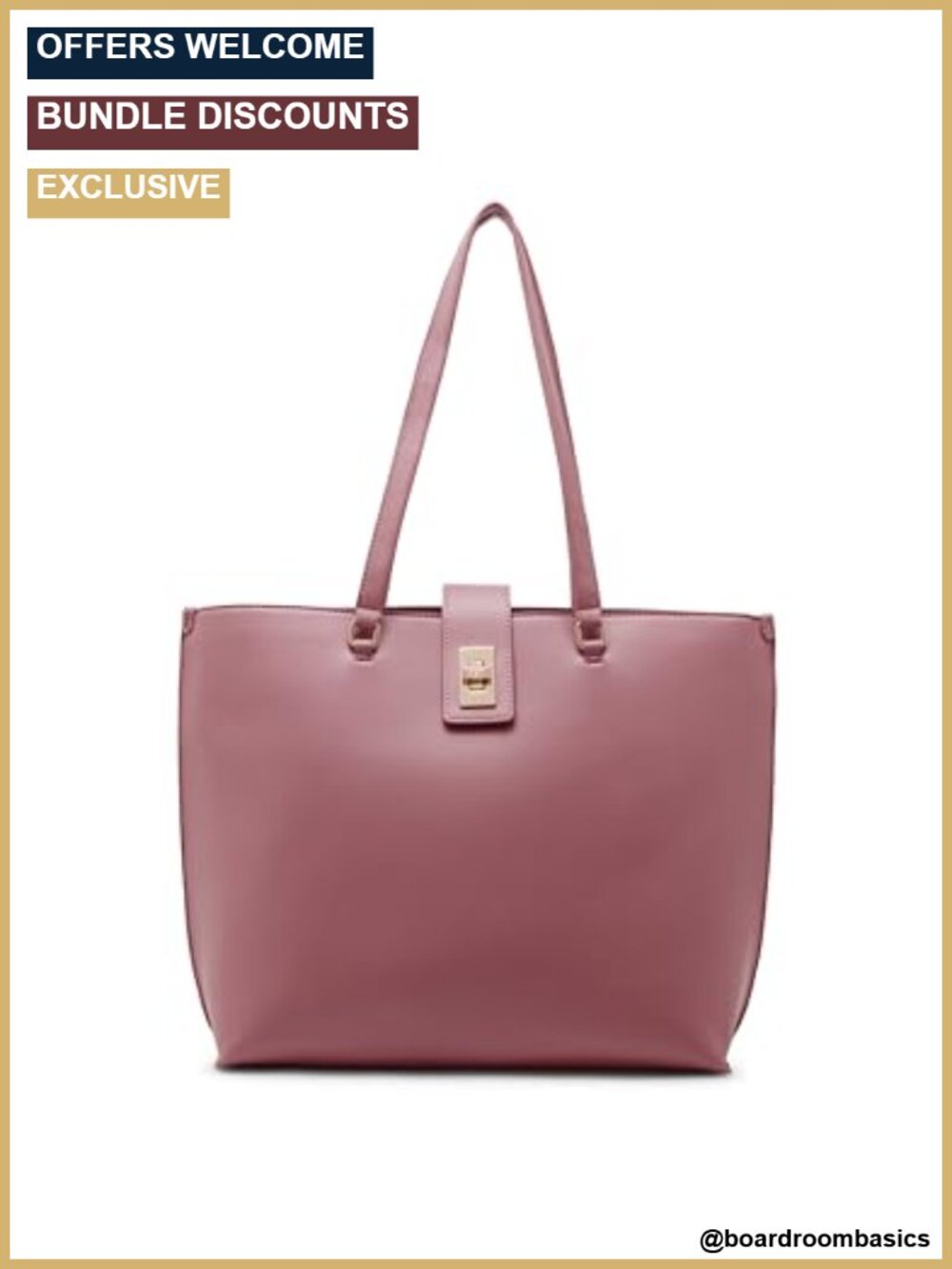 Anne Klein Large Tote with Enamel Turn Lock Polyurethane Detachable Strap